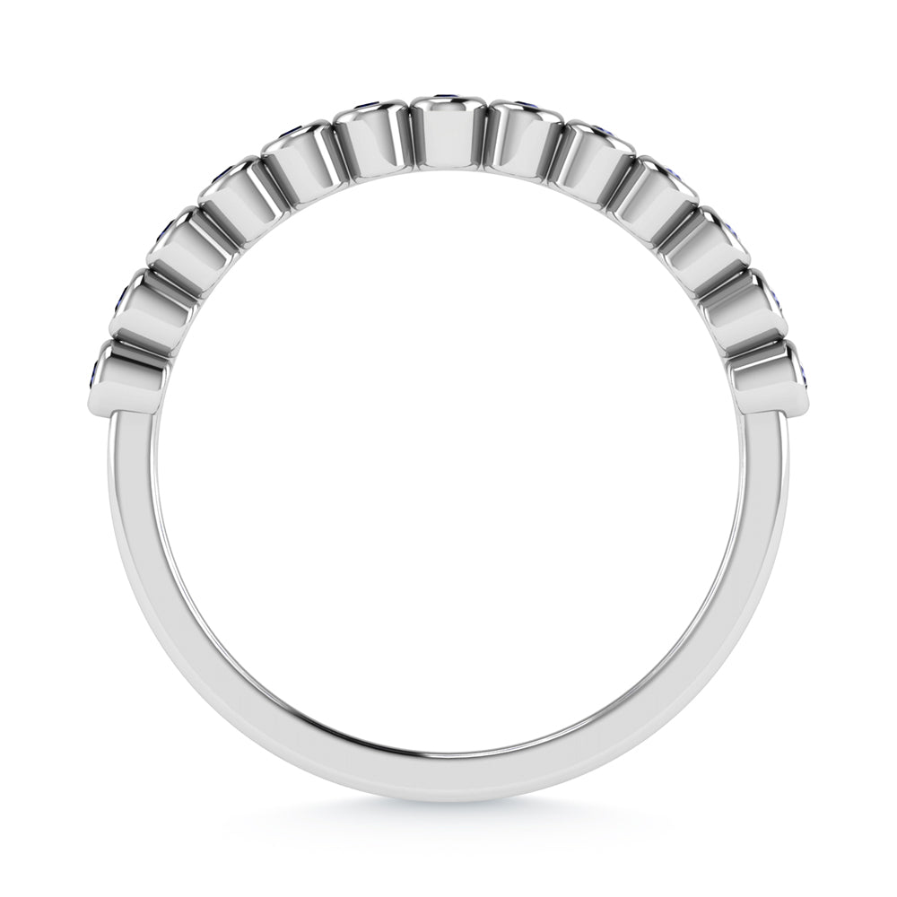 14K White Gold Blue Sapphire 1/10 ct. tw. Stackable Band, top view of the diamonds