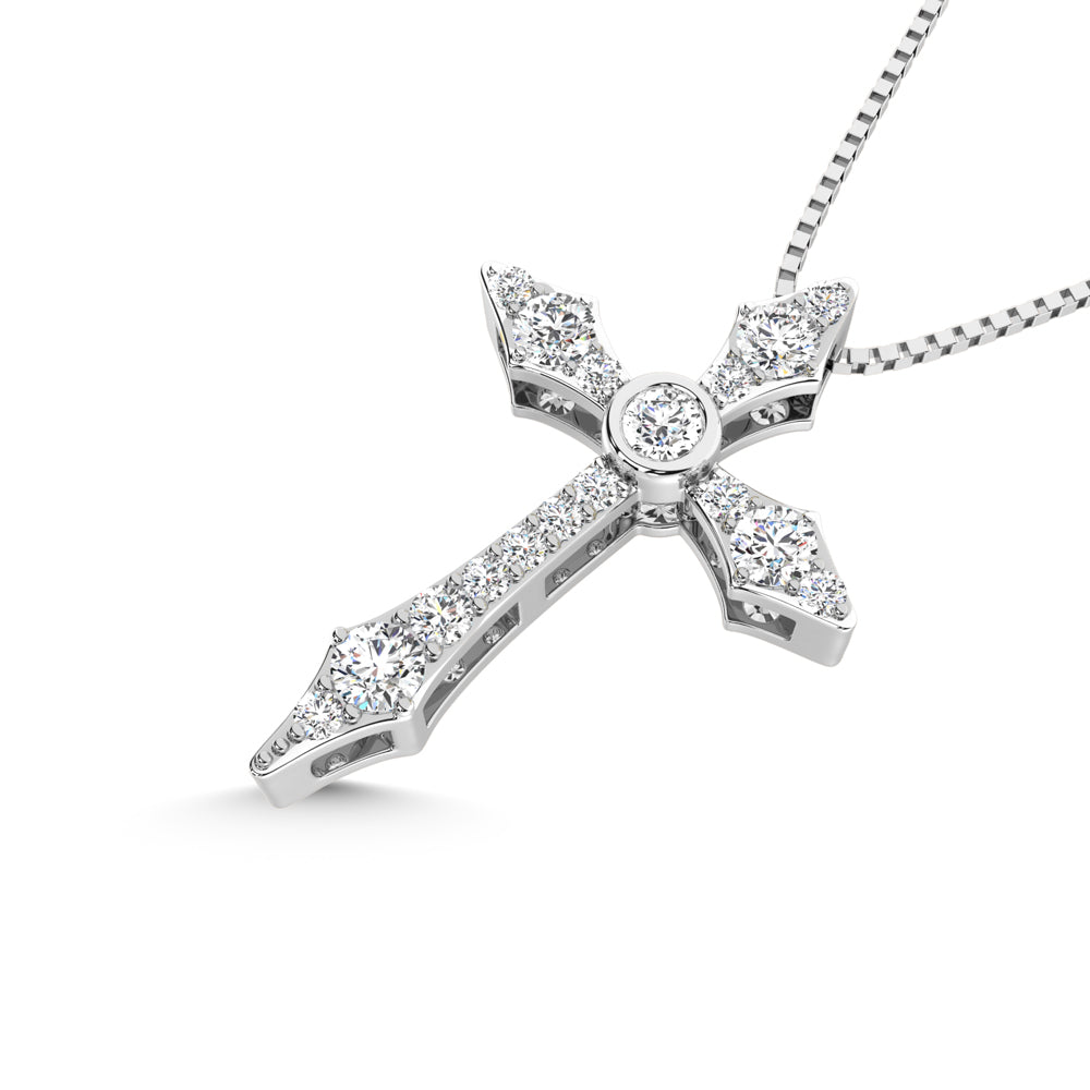 14K White Gold 1/6 Ct.Tw. Diamond Cross Pendant
