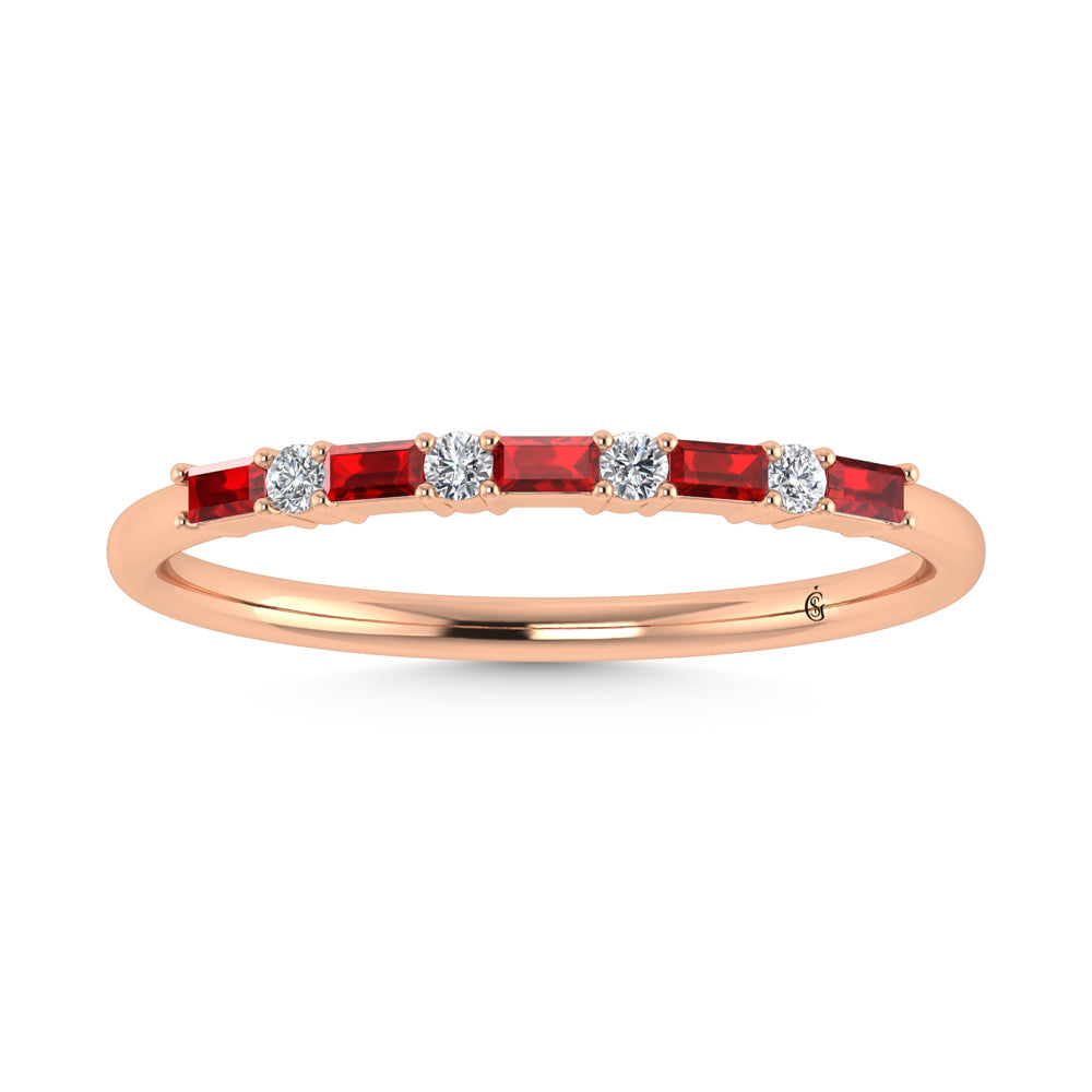 14K Rose Gold 1/5 Ct.Tw. Diamond and Ruby Stackable Band  Picasso Gold & Diamond Jewelry