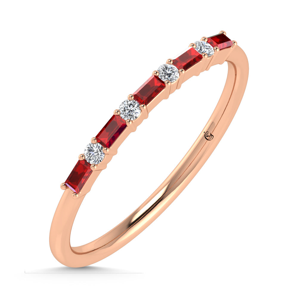 14K Rose Gold 1/5 Ct.Tw. Diamond and Ruby Stackable Band  Picasso Gold & Diamond Jewelry