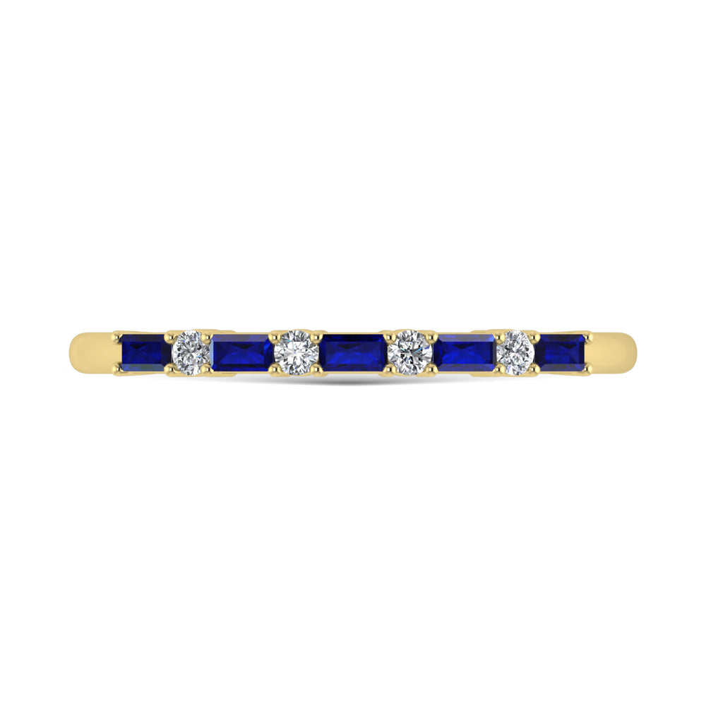 14K Yellow Gold 1/5 Ct.Tw. Diamond and Blue Sapphire Stackable Band  Picasso Gold & Diamond Jewelry