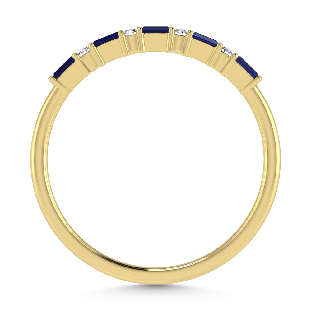 14K Yellow Gold 1/5 Ct.Tw. Diamond and Blue Sapphire Stackable Band  Picasso Gold & Diamond Jewelry