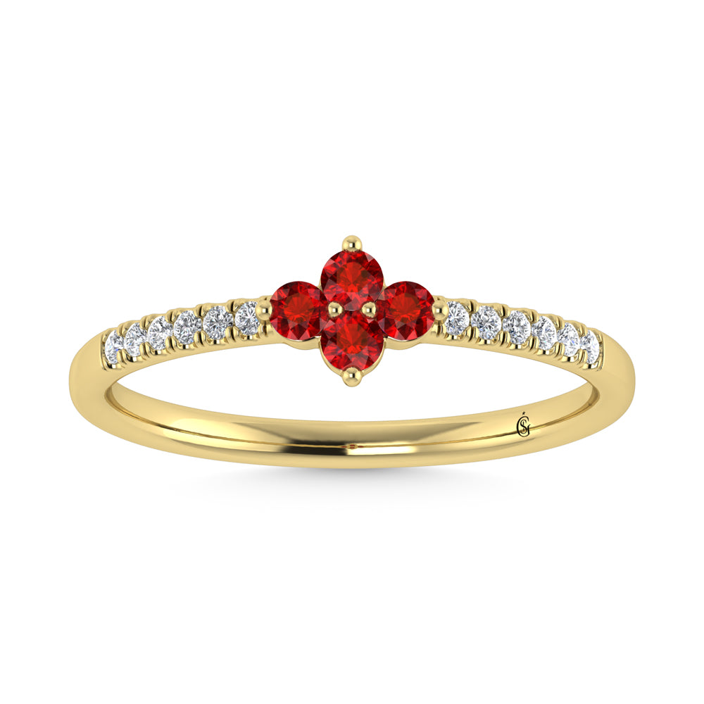 14K Yellow Gold 1/4 ct. tw. Diamond and Ruby Stackable Band | Picasso Gold & Diamond