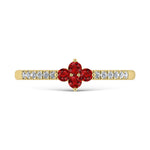 14K Yellow Gold 1/4 ct. tw. Diamond and Ruby Stackable Band, side profile view showing the band