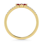 14K Yellow Gold 1/4 ct. tw. Diamond and Ruby Stackable Band, close-up of the diamond setting