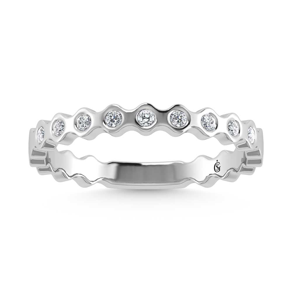 14K White Gold Diamond 1/10 Ct.Tw. Stackable Band
