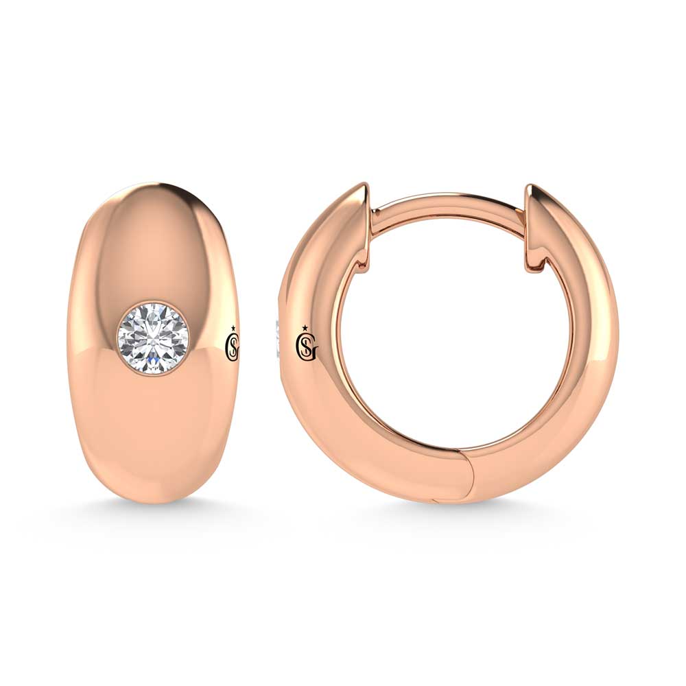 14K Rose Gold Diamond 1/4 Ct.Tw. Flush Setting High Polish Hoop Earrings  Picasso Gold & Diamond Jewelry