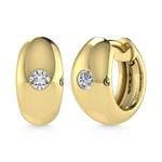 14K Yellow Gold Diamond 1/4 Ct.Tw. Flush Setting High Polish Hoop Earrings  Picasso Gold & Diamond Jewelry