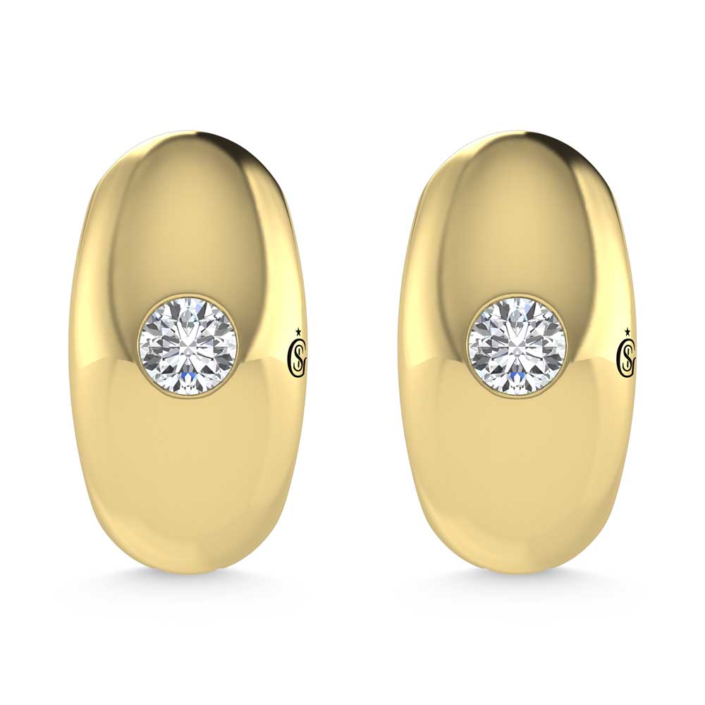 14K Yellow Gold Diamond 1/4 Ct.Tw. Flush Setting High Polish Hoop Earrings  Picasso Gold & Diamond Jewelry