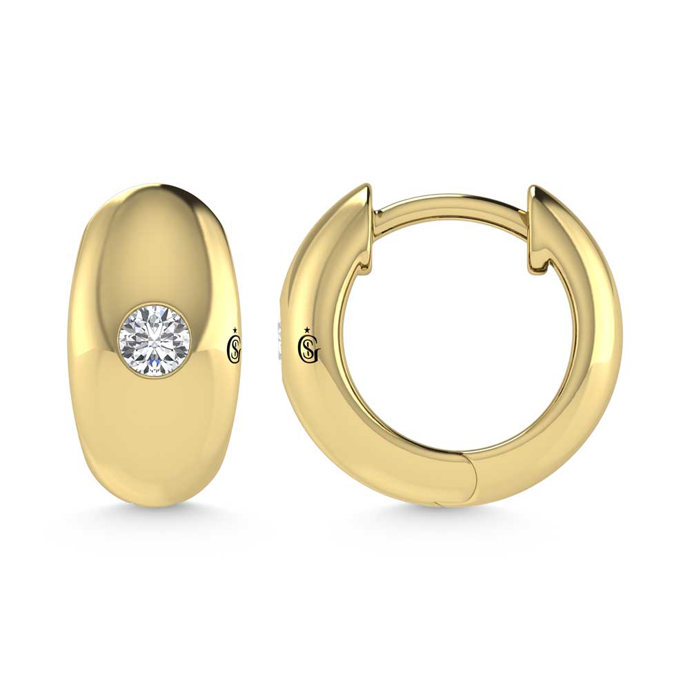 14K Yellow Gold Diamond 1/4 Ct.Tw. Flush Setting High Polish Hoop Earrings  Picasso Gold & Diamond Jewelry