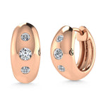 14K Rose Gold Diamond 1/5 Ct.Tw. Flush Setting High Polish Hoop Earrings  Picasso Gold & Diamond Jewelry