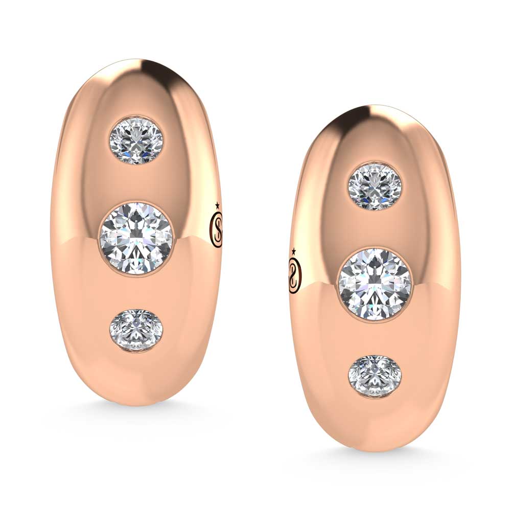 14K Rose Gold Diamond 1/5 Ct.Tw. Flush Setting High Polish Hoop Earrings  Picasso Gold & Diamond Jewelry