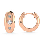 14K Rose Gold Diamond 1/5 Ct.Tw. Flush Setting High Polish Hoop Earrings  Picasso Gold & Diamond Jewelry