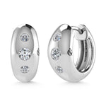 14K White Gold Diamond 1/5 Ct.Tw. Flush Setting High Polish Hoop Earrings  Picasso Gold & Diamond Jewelry