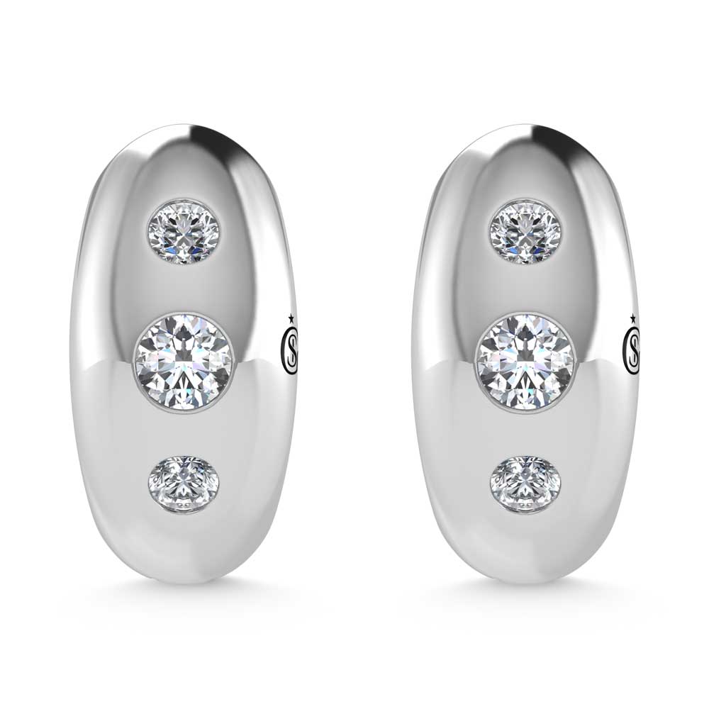 14K White Gold Diamond 1/5 Ct.Tw. Flush Setting High Polish Hoop Earrings  Picasso Gold & Diamond Jewelry