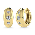 14K Yellow Gold Diamond 1/5 Ct.Tw. Flush Setting High Polish Hoop Earrings  Picasso Gold & Diamond Jewelry