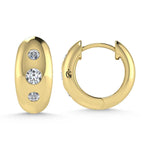 14K Yellow Gold Diamond 1/5 Ct.Tw. Flush Setting High Polish Hoop Earrings  Picasso Gold & Diamond Jewelry
