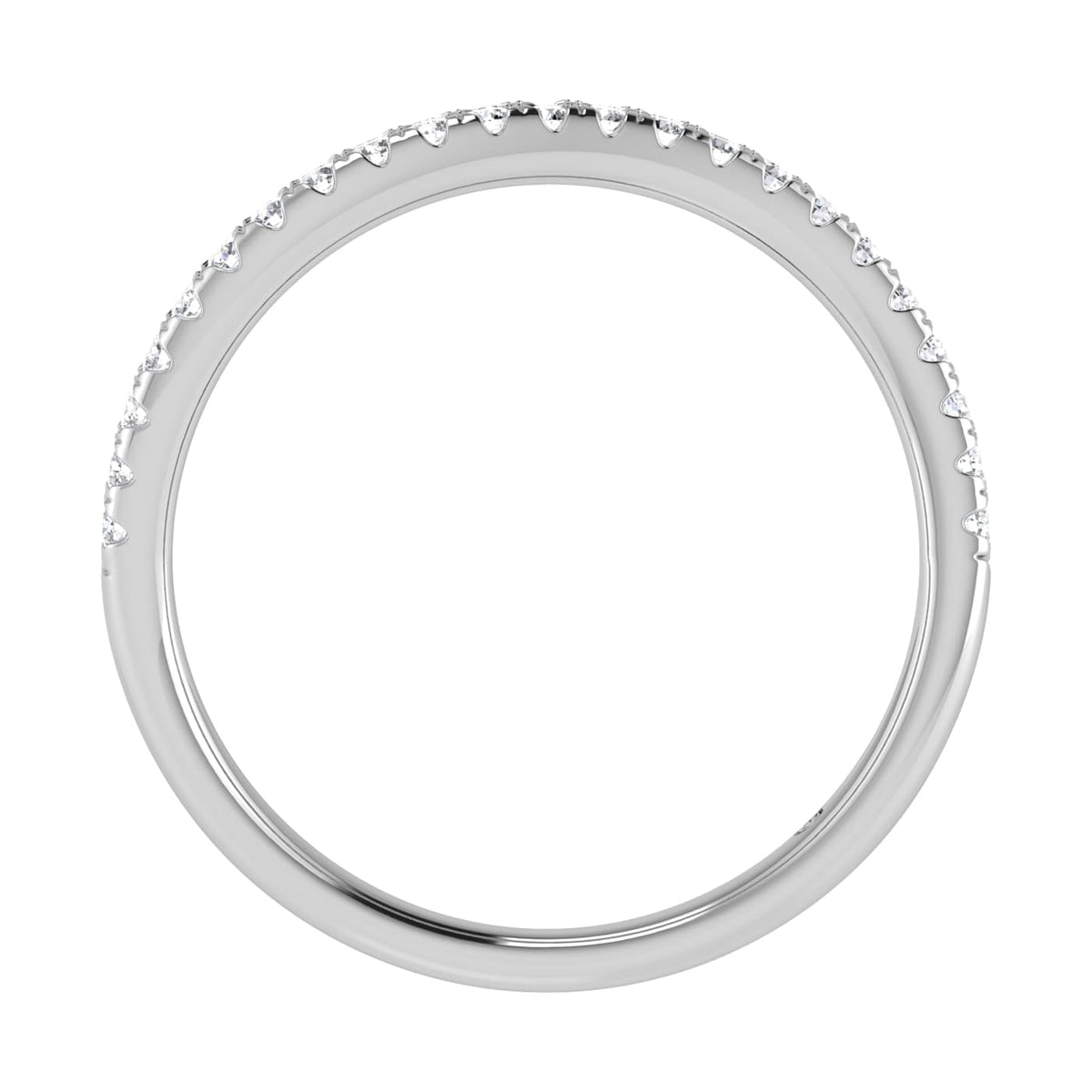 Fashion band in 14K White Gold with lab-grown diamond 3/8 Ct., product photography on a plain background.