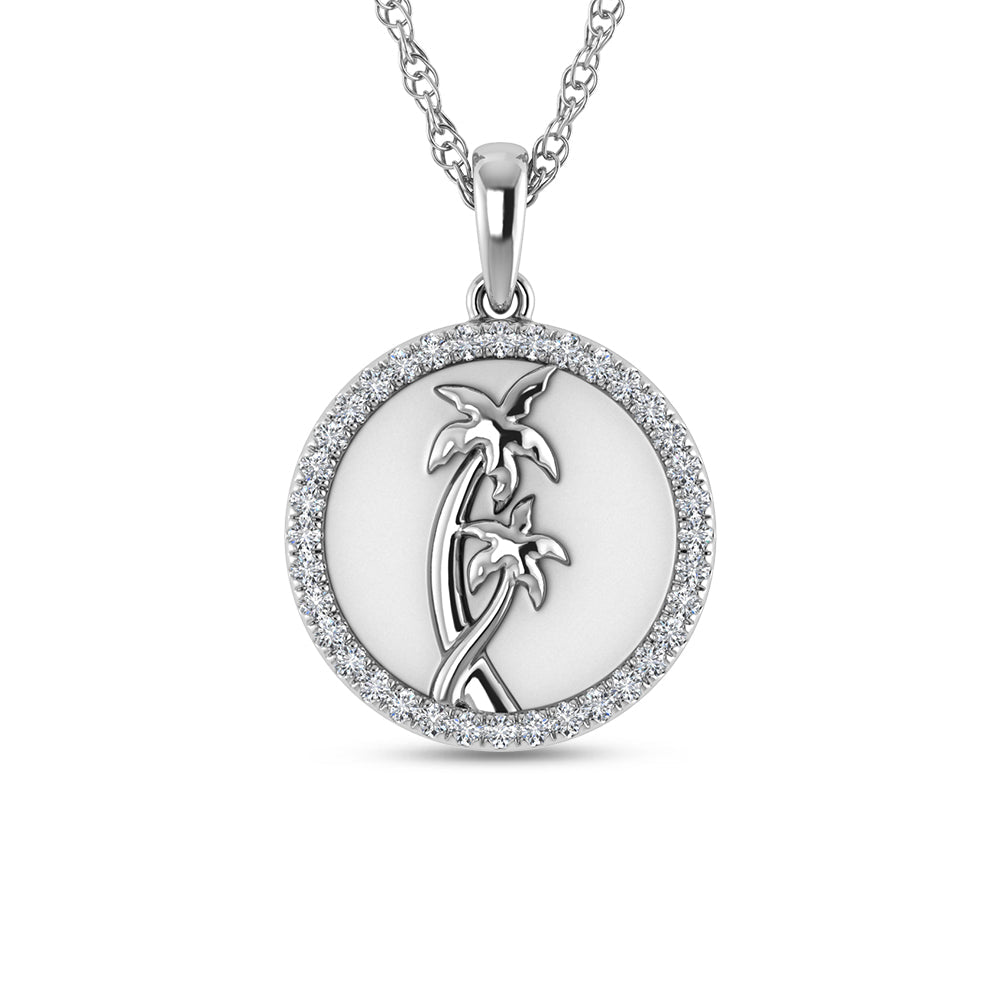 14K White Gold 1/6 Ct.Tw. Diamond Sea Of Life palm Tree Pendant  Picasso Gold & Diamond Jewelry