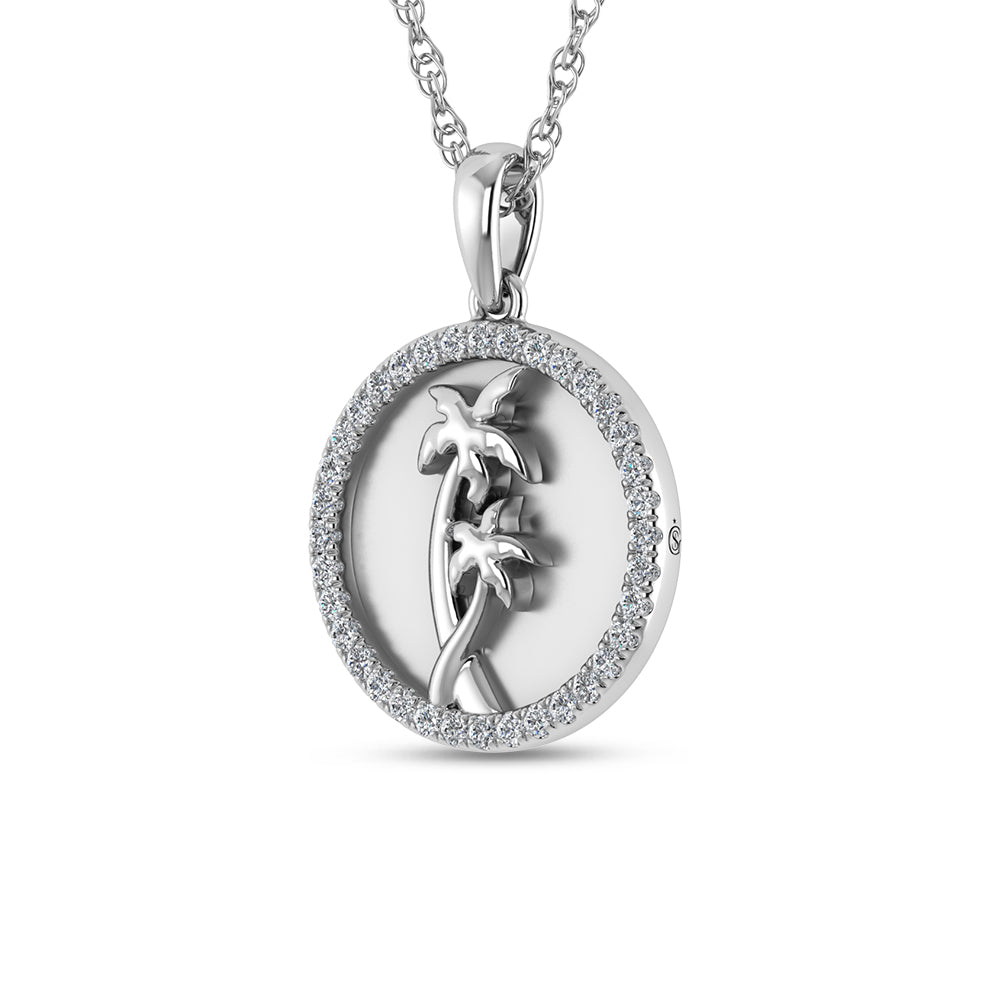 14K White Gold 1/6 Ct.Tw. Diamond Sea Of Life palm Tree Pendant  Picasso Gold & Diamond Jewelry