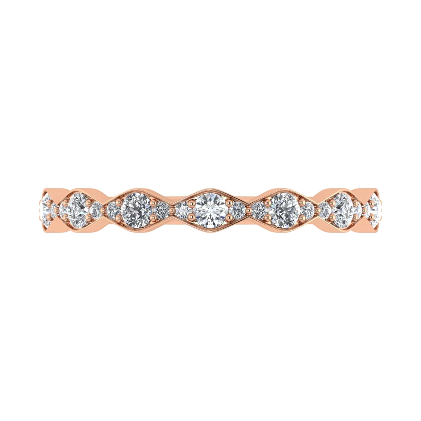 Handcrafted 14k Rose Gold band, featuring 0.27 CTW diamond, side profile view.