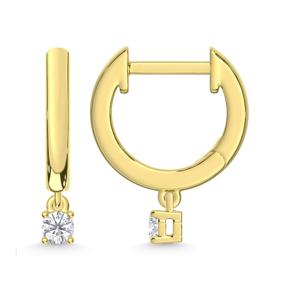 14K Yellow Gold Lab Grown Diamond 1/6 Ct.Tw.Hoop Earrings  Picasso Gold & Diamond Jewelry
