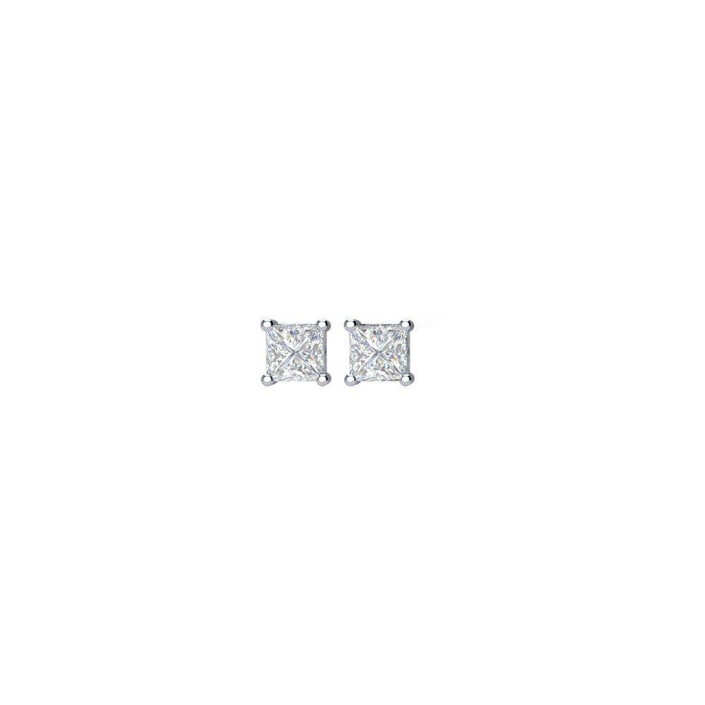 Platinum 2 CTW Princess-Cut Natural Diamond Stud Earrings