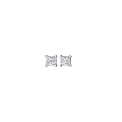 Platinum 2 CTW Princess-Cut Natural Diamond Stud Earrings