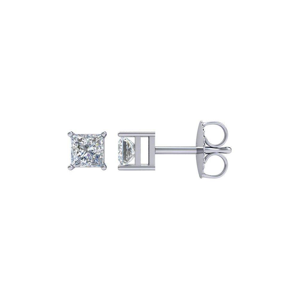 Platinum 2 CTW Princess-Cut Natural Diamond Stud Earrings