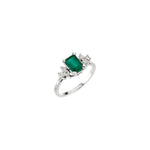 14K White Gold Natural Emerald & 1/6 CTW Diamond Ring - Picasso Gold & Diamond Jewelry