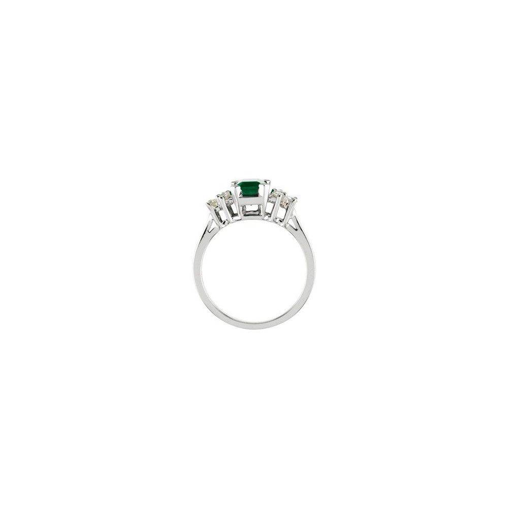 14K White Gold Natural Emerald & 1/6 CTW Diamond Ring - Picasso Gold & Diamond Jewelry