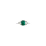 14K White Gold Natural Emerald & 1/6 CTW Diamond Ring - Picasso Gold & Diamond Jewelry