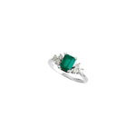 14K White Gold Natural Emerald & 1/6 CTW Diamond Ring - Picasso Gold & Diamond Jewelry