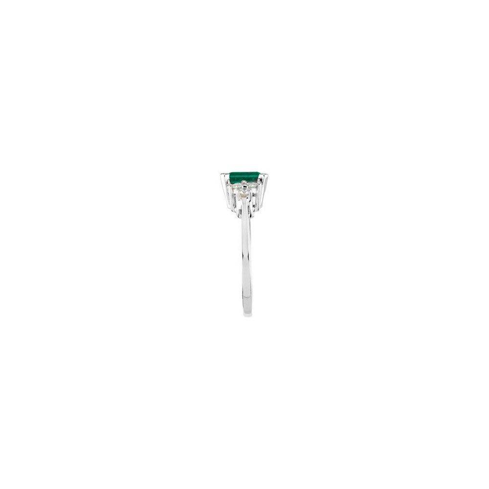 14K White Gold Natural Emerald & 1/6 CTW Diamond Ring - Picasso Gold & Diamond Jewelry