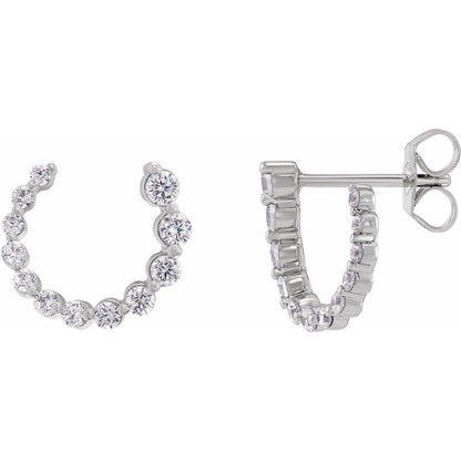 14K white gold front-back earrings featuring 1/2 CTW lab-grown diamonds, polished.