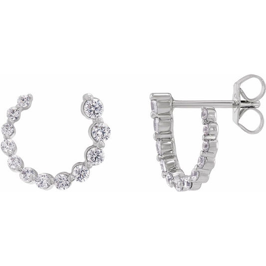 14K white gold front-back earrings featuring 1/2 CTW lab-grown diamonds, polished.