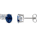 14K White Gold Lab-Grown Blue Sapphire Earrings with 1/2 CTW Lab-Grown Diamonds – Elegant & Eco-Friendly Jewelry - Picasso Gold & Diamond Jewelry