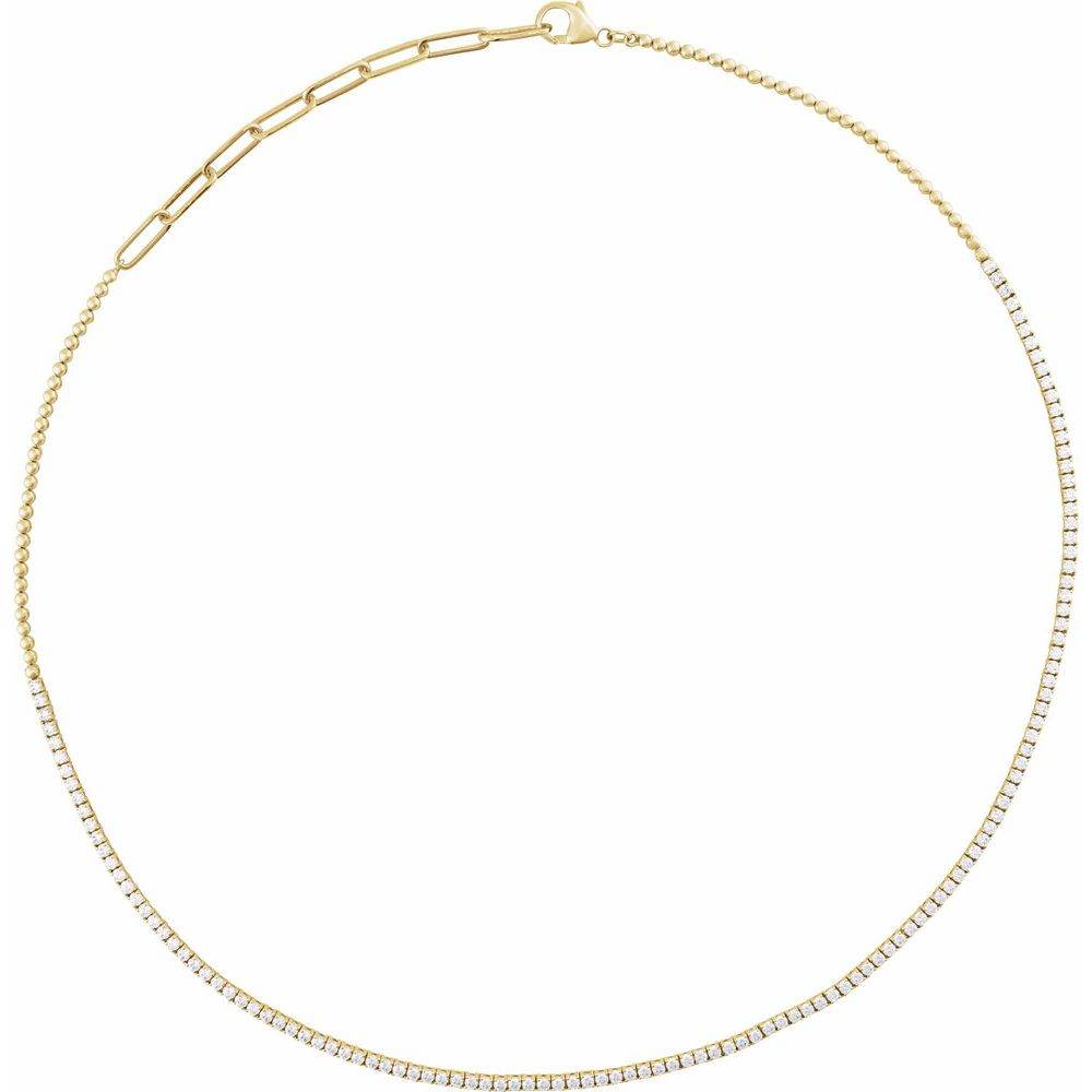14K Yellow Gold 3 1/5 CTW Natural Diamond Adjustable Necklace (15-18”) - Picasso Gold & Diamond Jewelry