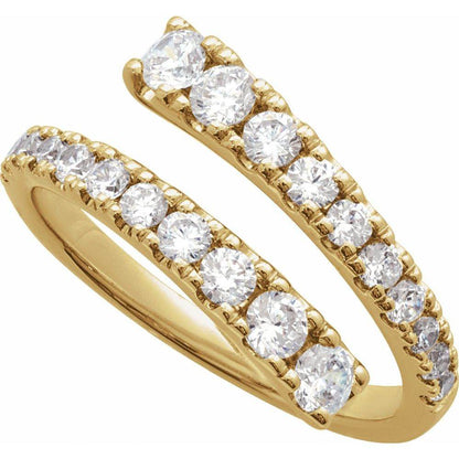 14K Yellow Gold 9/10 CTW Lab-Grown Diamond Bypass Ring - Picasso Gold & Diamond Jewelry