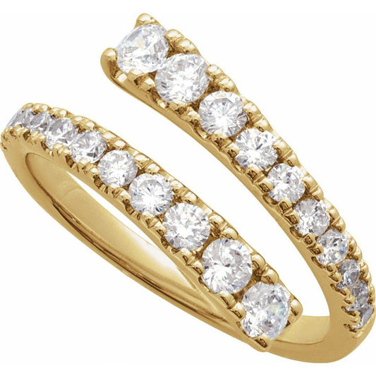 14K Yellow Gold 9/10 CTW Lab-Grown Diamond Bypass Ring - Picasso Gold & Diamond Jewelry