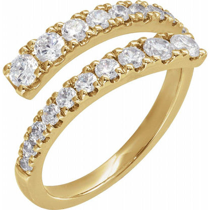 14K Yellow Gold 9/10 CTW Lab-Grown Diamond Bypass Ring - Picasso Gold & Diamond Jewelry
