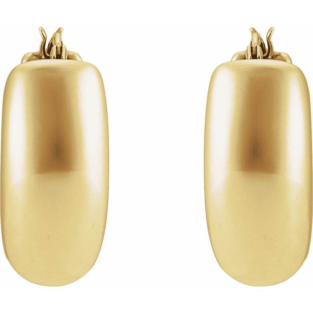 Elegant 14KT Gold Hoop Earrings - 20mm x 8.5mm, Classic Design with Secure Post Closure