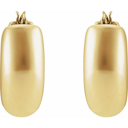 Elegant 14KT Gold Hoop Earrings - 20mm x 8.5mm, Classic Design with Secure Post Closure
