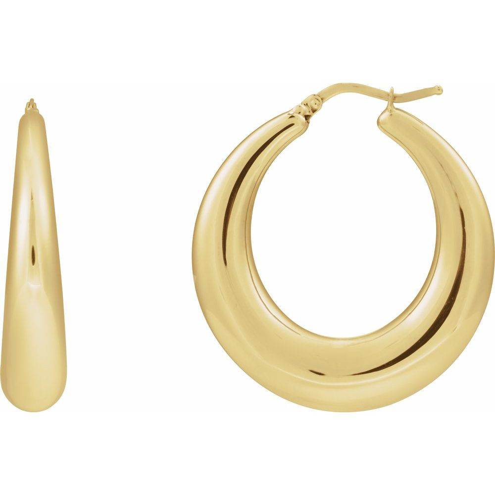 14K Yellow Gold 37.2mm Electroform Puffed Hoop Earrings