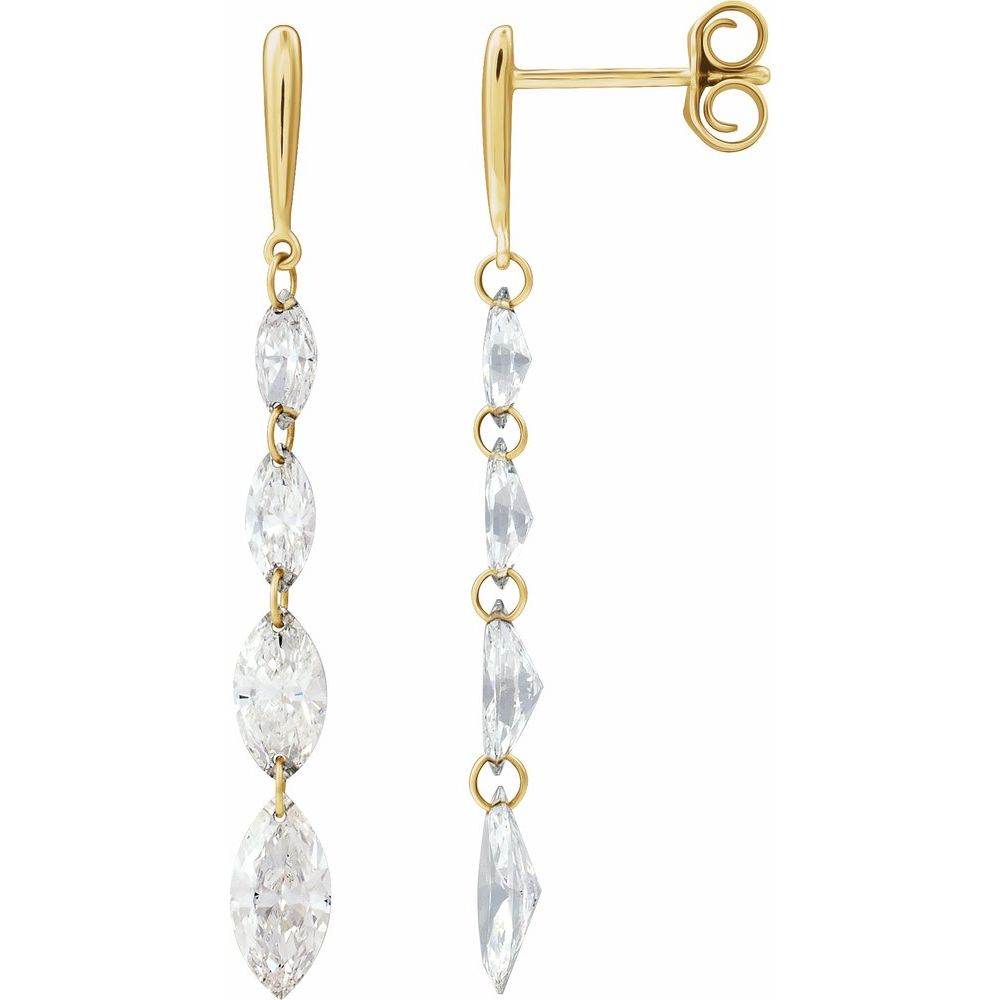 14K Yellow Gold 1 1/2 CTW Lab-Grown Diamond Drilled Earrings – Sustainable, Brilliant, and Eco-Friendly Luxury Jewelry for the Holidays - Picasso Gold & Diamond Jewelry