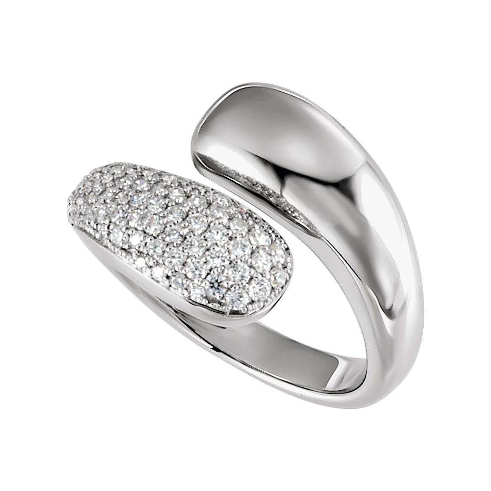 14K White Gold 1/2 CTW Lab-Grown Diamond Bypass Ring – Elegant & Sustainable Fine Jewelry - Picasso Gold & Diamond Jewelry