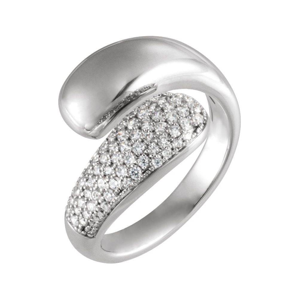 14K White Gold 1/2 CTW Lab-Grown Diamond Bypass Ring – Elegant & Sustainable Fine Jewelry - Picasso Gold & Diamond Jewelry