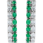 14K White Lab-Grown Emerald & 1 5/8 CTW Lab-Grown Diamond 20.5 mm Hoop Earrings  Picasso Gold & Diamond Jewelry
