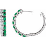 14K White Lab-Grown Emerald & 1 5/8 CTW Lab-Grown Diamond 20.5 mm Hoop Earrings  Picasso Gold & Diamond Jewelry