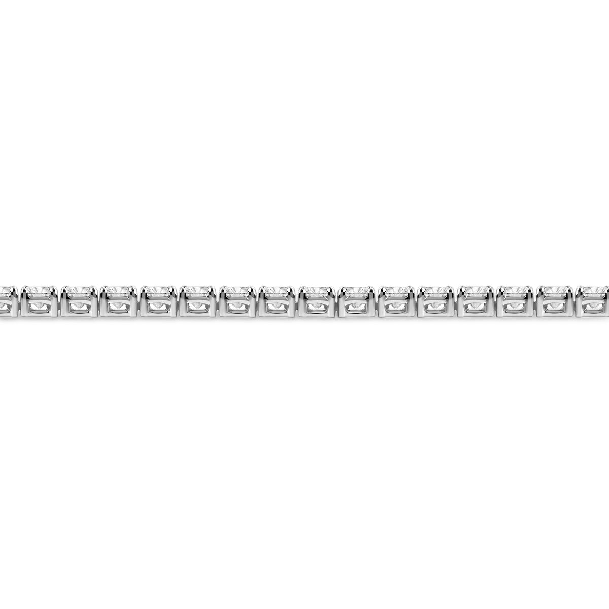 Elegant 14K White Gold tennis necklace, detail view.
